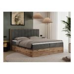 Łóżko kontynentalne BELLISSIMO 160x200 - H4 - ciemnoszary, welwet