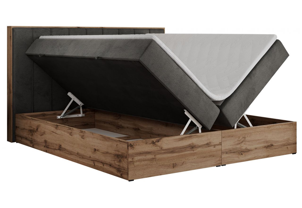 Łóżko kontynentalne BELLISSIMO 180x200 - H4 - ciemnoszary, welwet