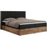 Łóżko kontynentalne BELLISSIMO 180x200 - H3 - czarny, ekoskóra