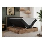 Łóżko kontynentalne BELLISSIMO 200x200 - H4 - czarny, ekoskóra