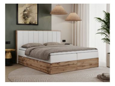 Łóżko kontynentalne BELLISSIMO 200x200 - H3 - biały, ekoskóra