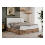 Łóżko kontynentalne BELLISSIMO 160x200 - H4 - biały, ekoskóra