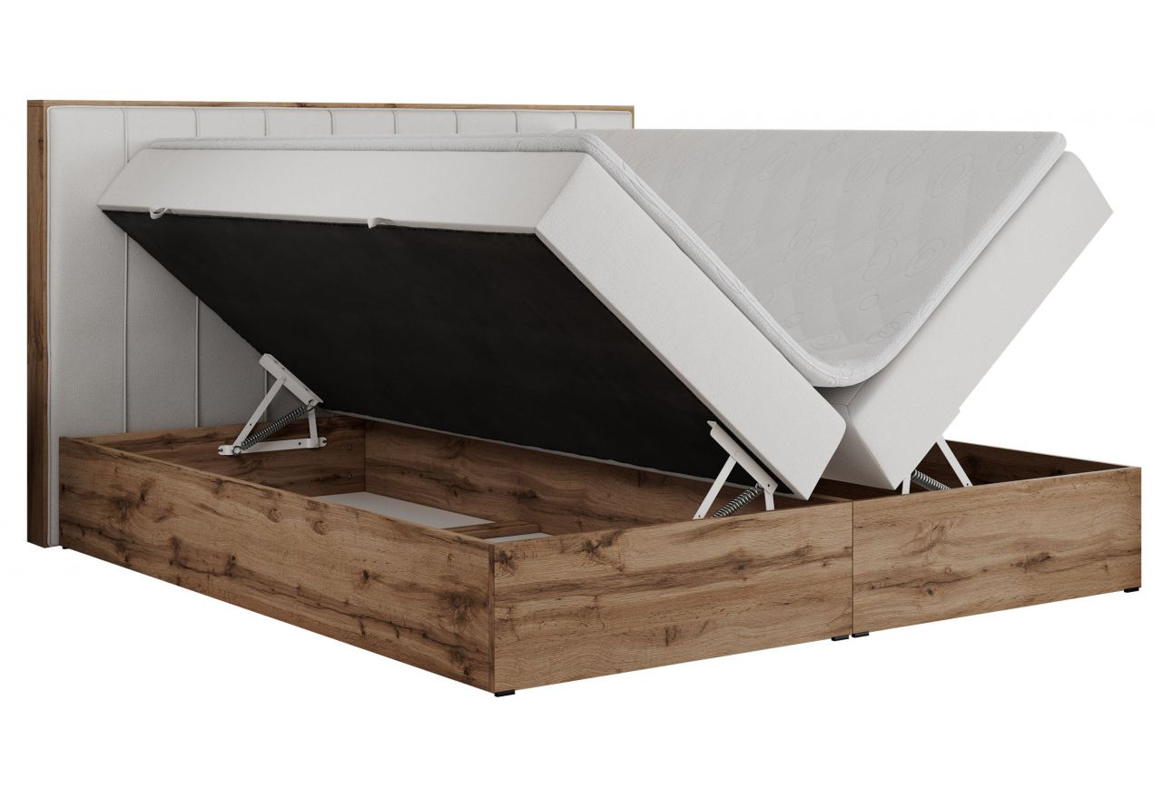 Łóżko kontynentalne BELLISSIMO 160x200 - H4 - biały, ekoskóra