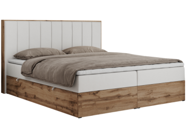 Łóżko kontynentalne BELLISSIMO 200x200 - H4 - biały, ekoskóra