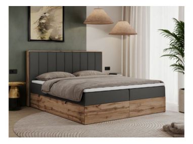 Łóżko kontynentalne BELLISSIMO 140x200 - H3 - ciemnoszary, ekoskóra