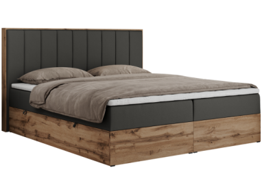 Łóżko kontynentalne BELLISSIMO 160x200 - H3 - ciemnoszary, ekoskóra