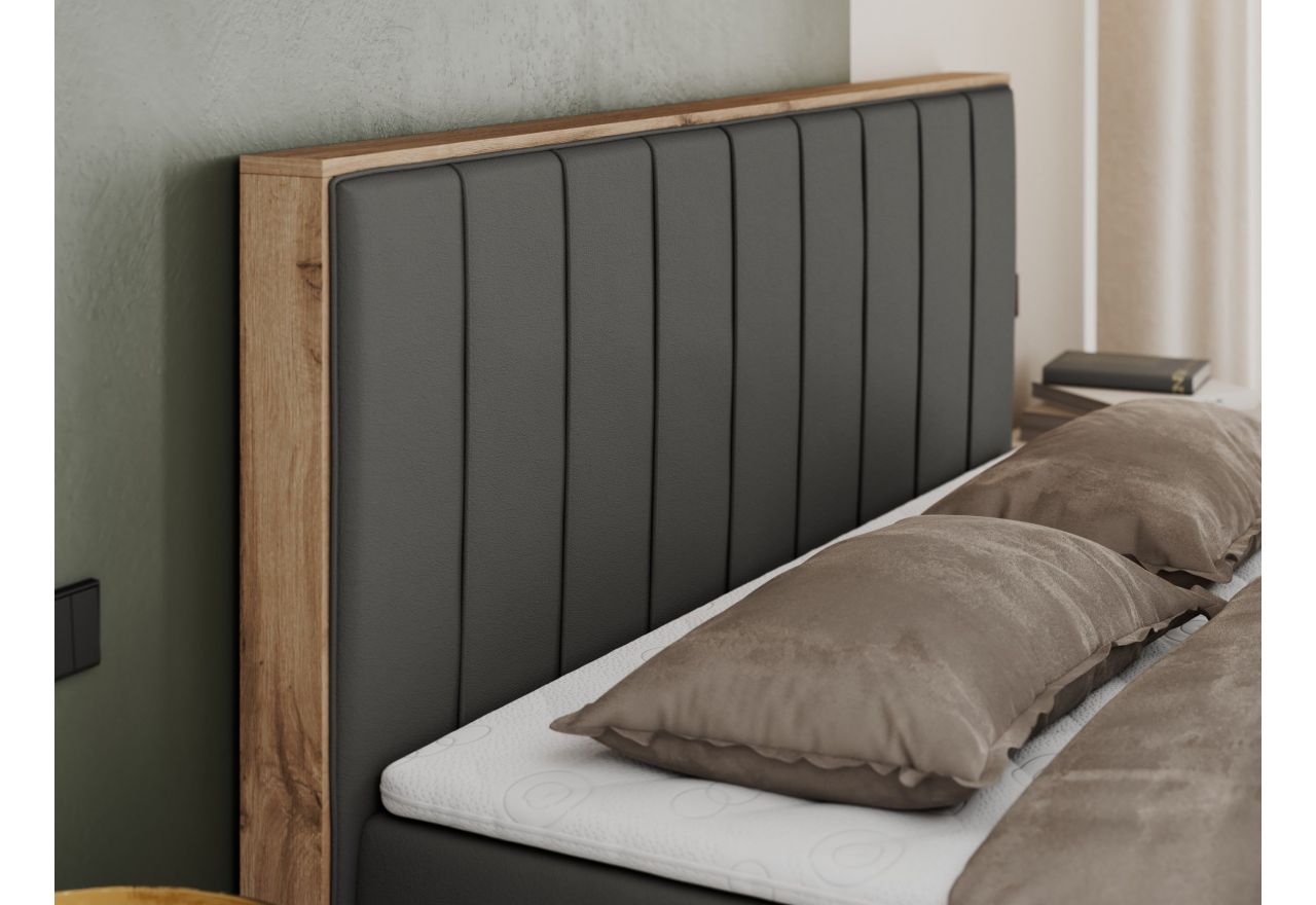 Łóżko kontynentalne BELLISSIMO 200x200 - H3 - ciemnoszary, ekoskóra