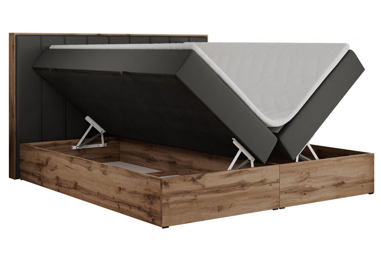 Łóżko kontynentalne BELLISSIMO 140x200 - H4 - ciemnoszary, ekoskóra