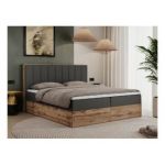 Łóżko kontynentalne BELLISSIMO 160x200 - H4 - ciemnoszary, ekoskóra