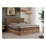 Łóżko kontynentalne BELLISSIMO 180x200 - H3 - brązowy, ekoskóra