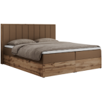 Łóżko kontynentalne BELLISSIMO 180x200 - H3 - brązowy, ekoskóra