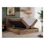 Łóżko kontynentalne BELLISSIMO 140x200 - H4 - brązowy, ekoskóra