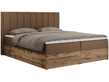 Łóżko kontynentalne BELLISSIMO 180x200 - H4 - brązowy, ekoskóra