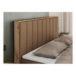 Łóżko kontynentalne BELLISSIMO 200x200 - H4 - brązowy, ekoskóra