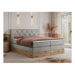 Łóżko kontynentalne VENETO KING 160x200 - H3 - jasnoszary, struktura