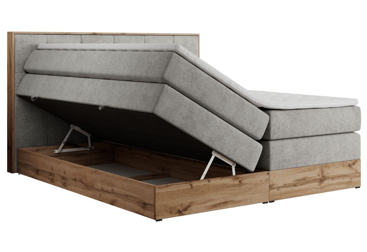 Łóżko kontynentalne VENETO KING 200x200 - H3 - jasnoszary, struktura