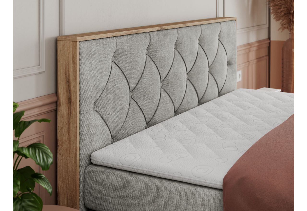 Łóżko kontynentalne VENETO KING 180x200 - H4 - jasnoszary, struktura