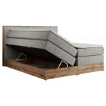 Łóżko kontynentalne VENETO KING 200x200 - H4 - jasnoszary, struktura