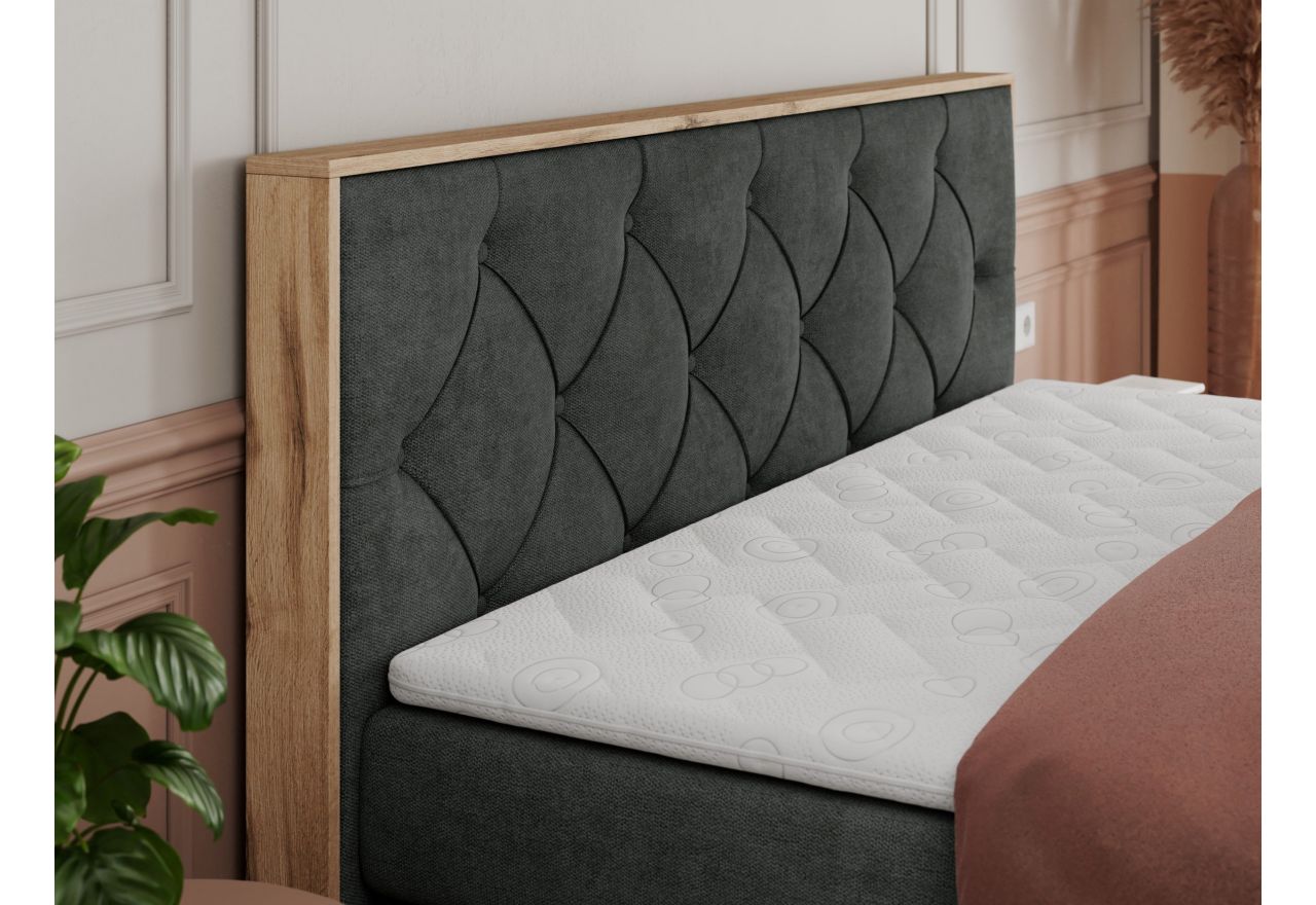 Łóżko kontynentalne VENETO KING 140x200 - H3 - ciemnoszary, struktura