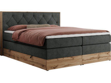 Łóżko kontynentalne VENETO KING 160x200 - H3 - ciemnoszary, struktura