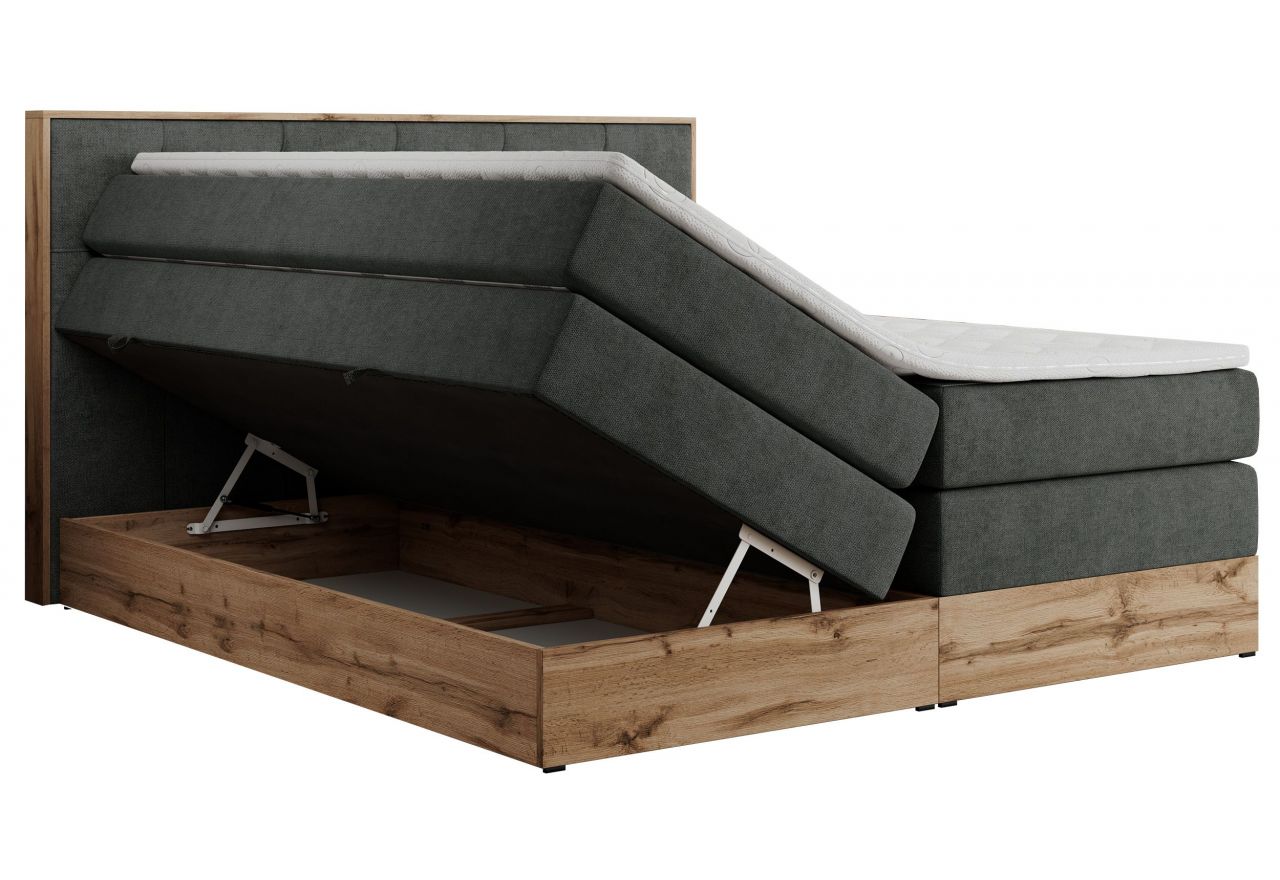 Łóżko kontynentalne VENETO KING 200x200 - H3 - ciemnoszary, struktura