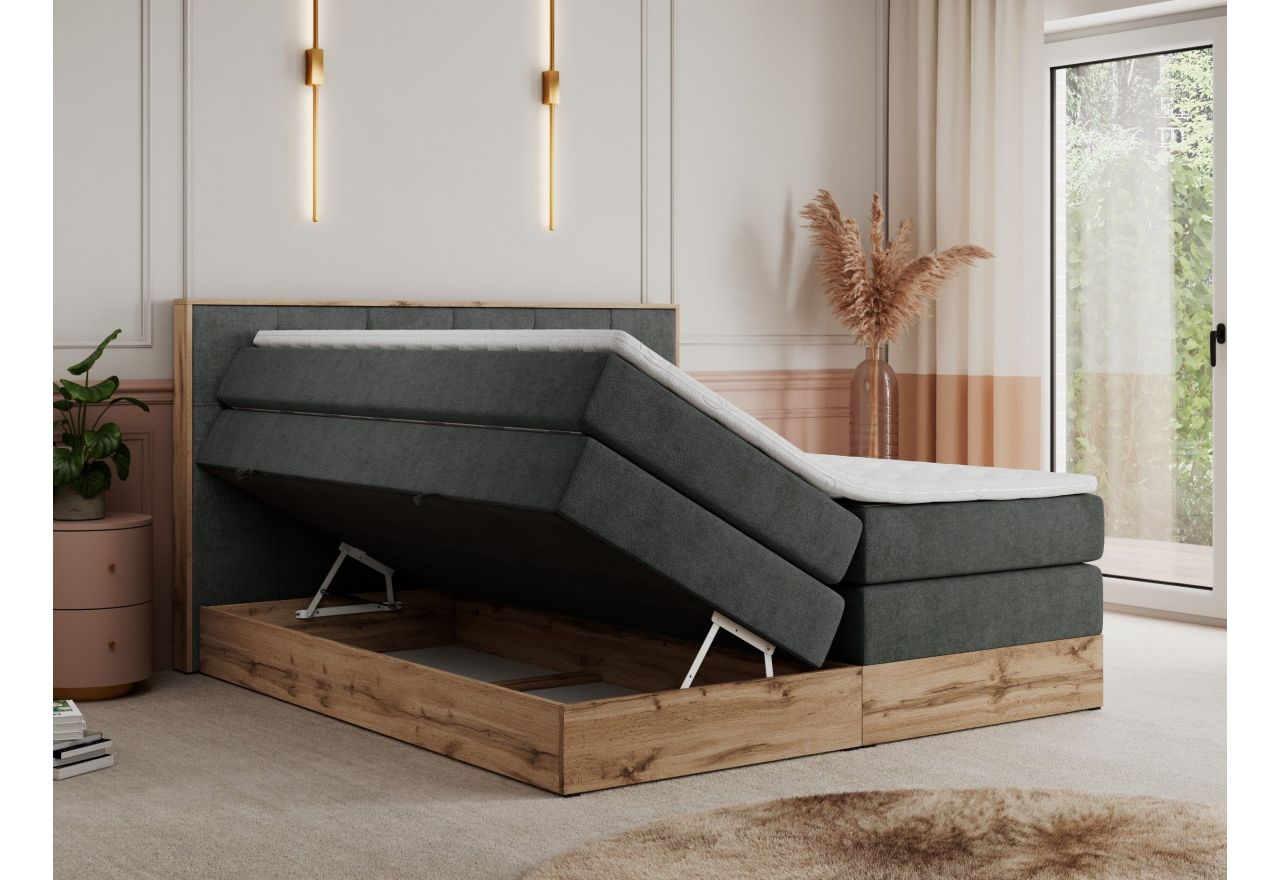 Łóżko kontynentalne VENETO KING 180x200 - H4 - ciemnoszary, struktura