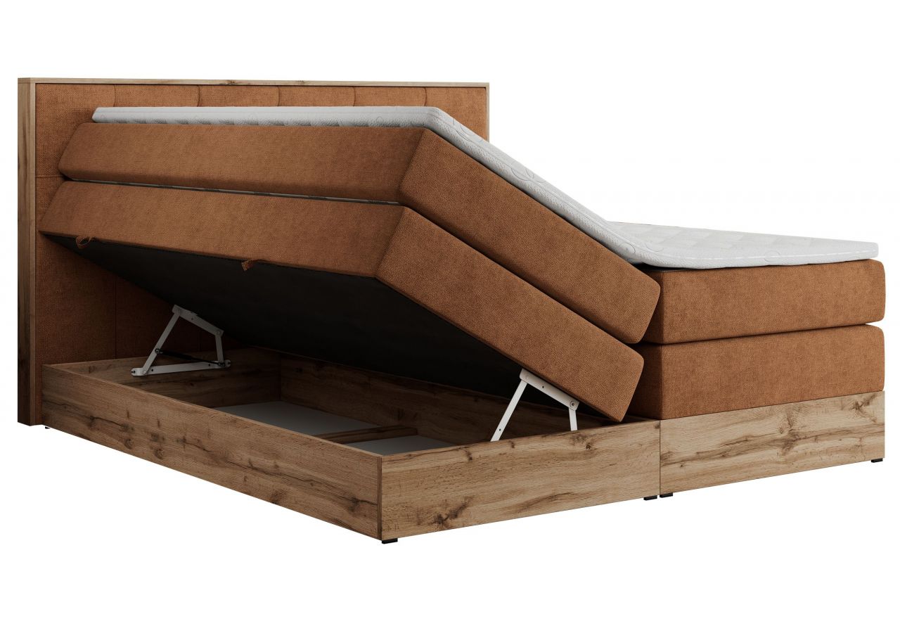 Łóżko kontynentalne VENETO KING 140x200 - H3 - pomarańczowy, struktura