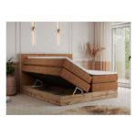 Łóżko kontynentalne VENETO KING 160x200 - H4 - pomarańczowy, struktura