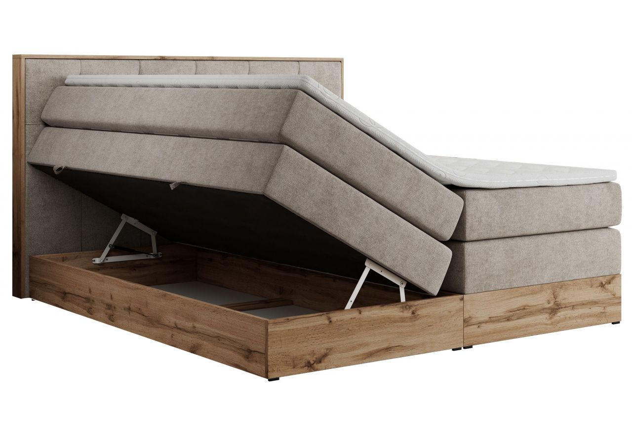 Łóżko kontynentalne VENETO KING 160x200 - H3 - beżowy, struktura