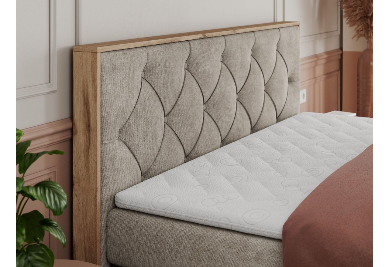 Łóżko kontynentalne VENETO KING 200x200 - H3 - beżowy, struktura