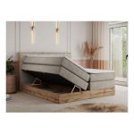 Łóżko kontynentalne VENETO KING 160x200 - H4 - beżowy, struktura