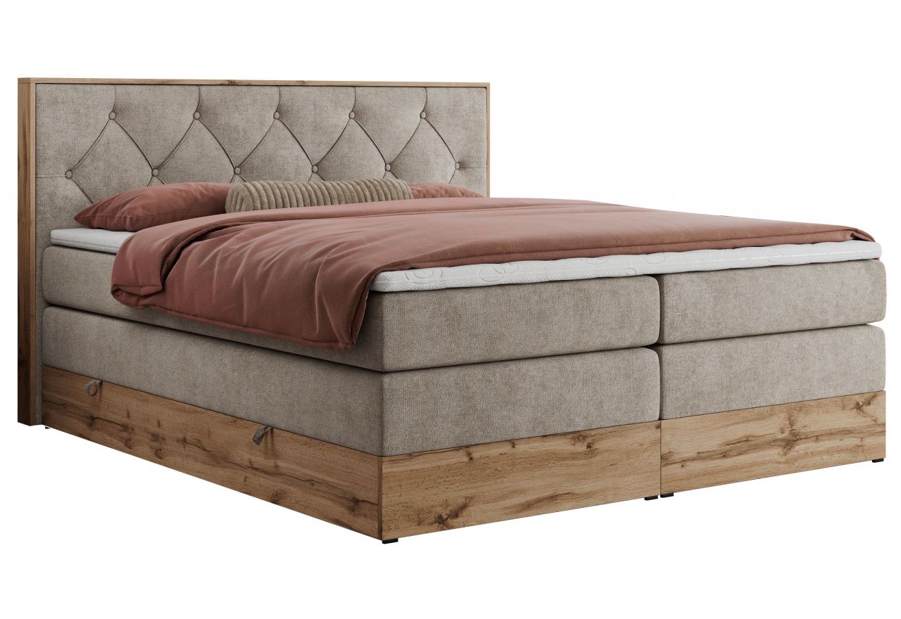 Łóżko kontynentalne VENETO KING 160x200 - H4 - beżowy, struktura