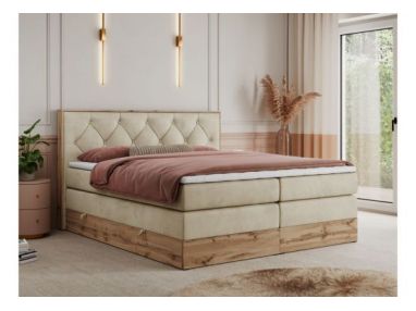 Łóżko kontynentalne VENETO KING 180x200 - H3 - beżowy, welwet