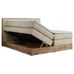 Łóżko kontynentalne VENETO KING 200x200 - H3 - beżowy, welwet