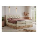 Łóżko kontynentalne VENETO KING 140x200 - H4 - beżowy, welwet