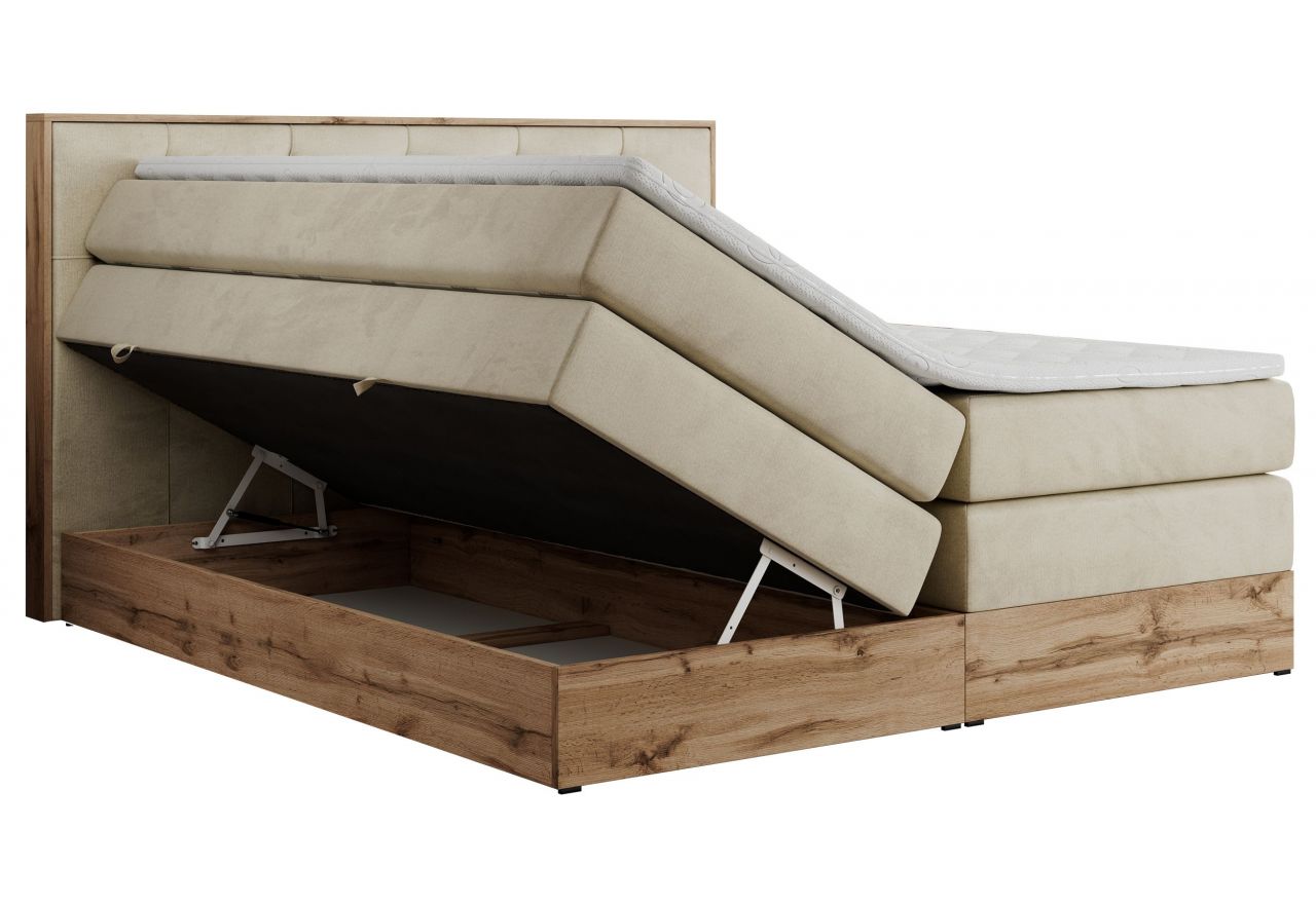 Łóżko kontynentalne VENETO KING 160x200 - H4 - beżowy, welwet