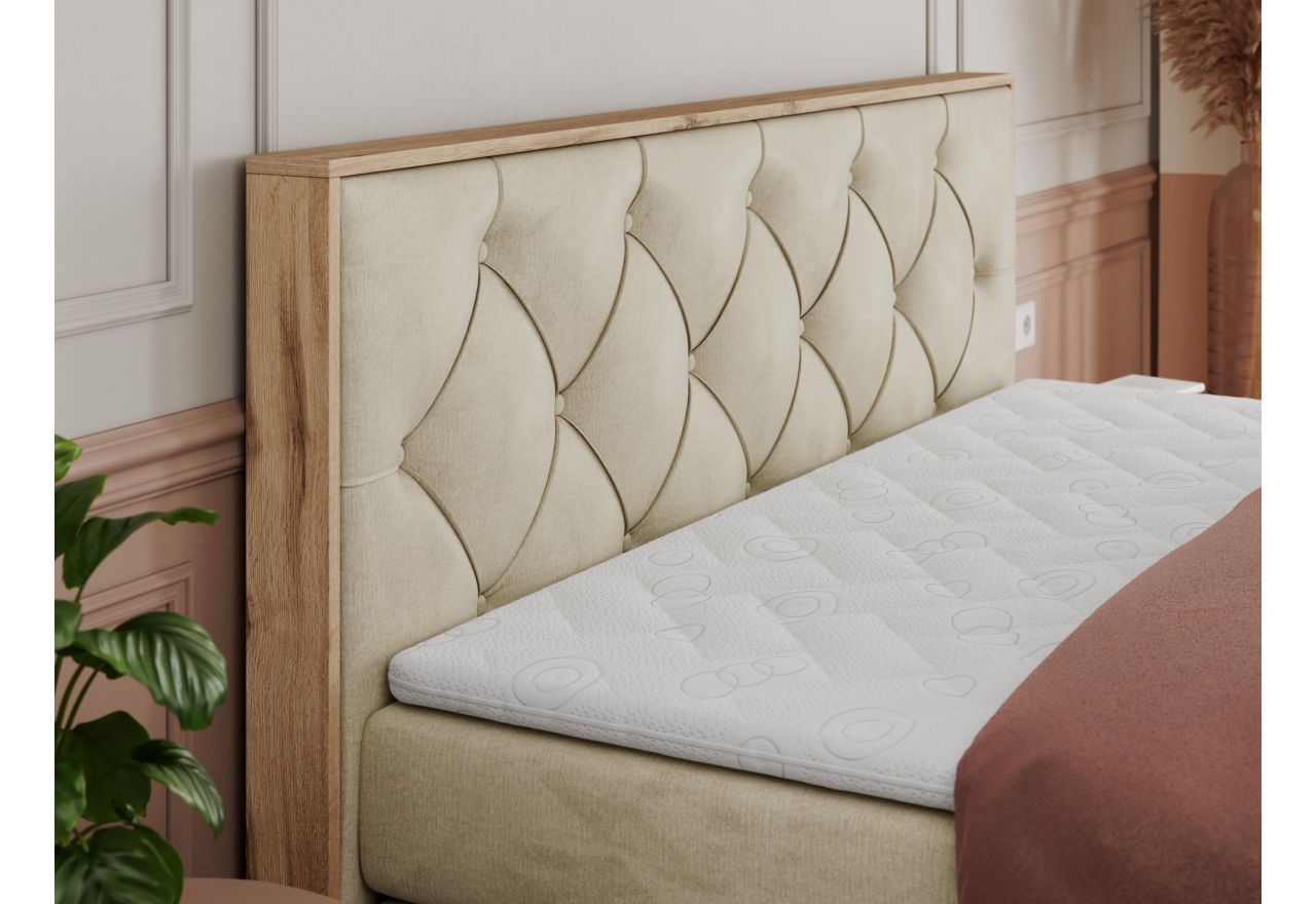 Łóżko kontynentalne VENETO KING 180x200 - H4 - beżowy, welwet