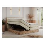 Łóżko kontynentalne VENETO KING 200x200 - H4 - beżowy, welwet