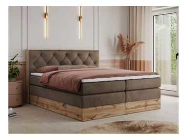 Łóżko kontynentalne VENETO KING 160x200 - H3 - brązowy, welwet