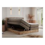 Łóżko kontynentalne VENETO KING 180x200 - H3 - brązowy, welwet