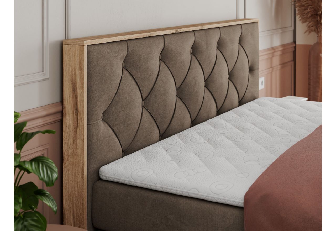 Łóżko kontynentalne VENETO KING 200x200 - H3 - brązowy, welwet