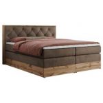 Łóżko kontynentalne VENETO KING 160x200 - H4 - brązowy, welwet