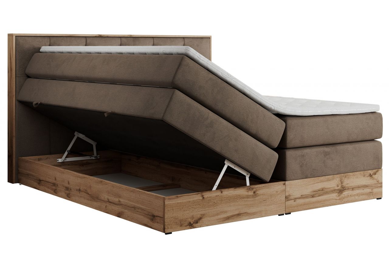 Łóżko kontynentalne VENETO KING 160x200 - H4 - brązowy, welwet