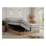 Łóżko kontynentalne VENETO KING 140x200 - H3 - jasnoszary, welwet