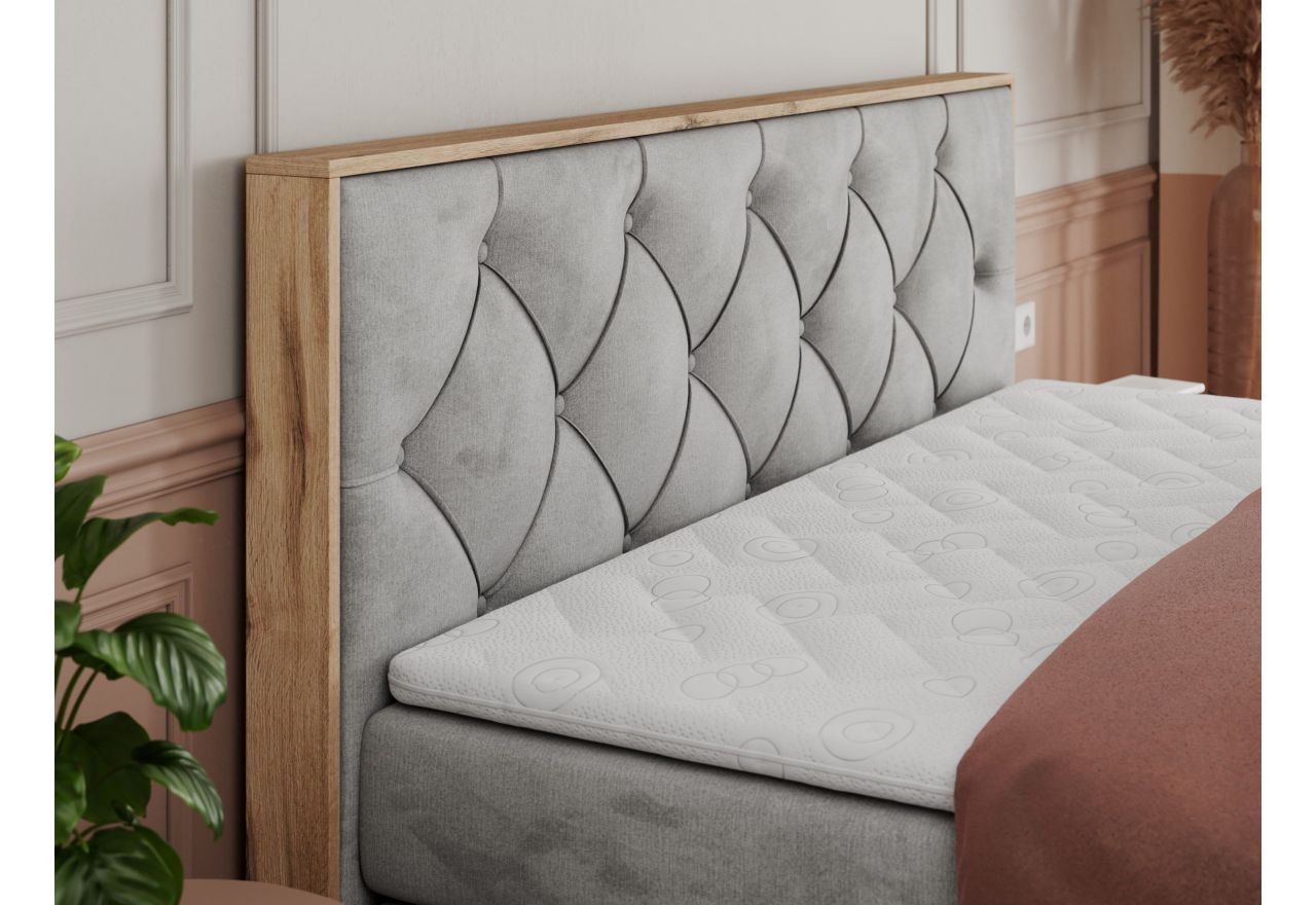 Łóżko kontynentalne VENETO KING 140x200 - H3 - jasnoszary, welwet