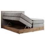 Łóżko kontynentalne VENETO KING 200x200 - H3 - jasnoszary, welwet