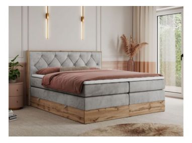 Łóżko kontynentalne VENETO KING 180x200 - H4 - jasnoszary, welwet