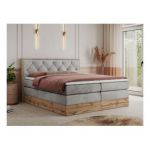 Łóżko kontynentalne VENETO KING 180x200 - H4 - jasnoszary, welwet