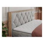 Łóżko kontynentalne VENETO KING 180x200 - H4 - jasnoszary, welwet