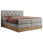 Łóżko kontynentalne VENETO KING 200x200 - H4 - jasnoszary, welwet